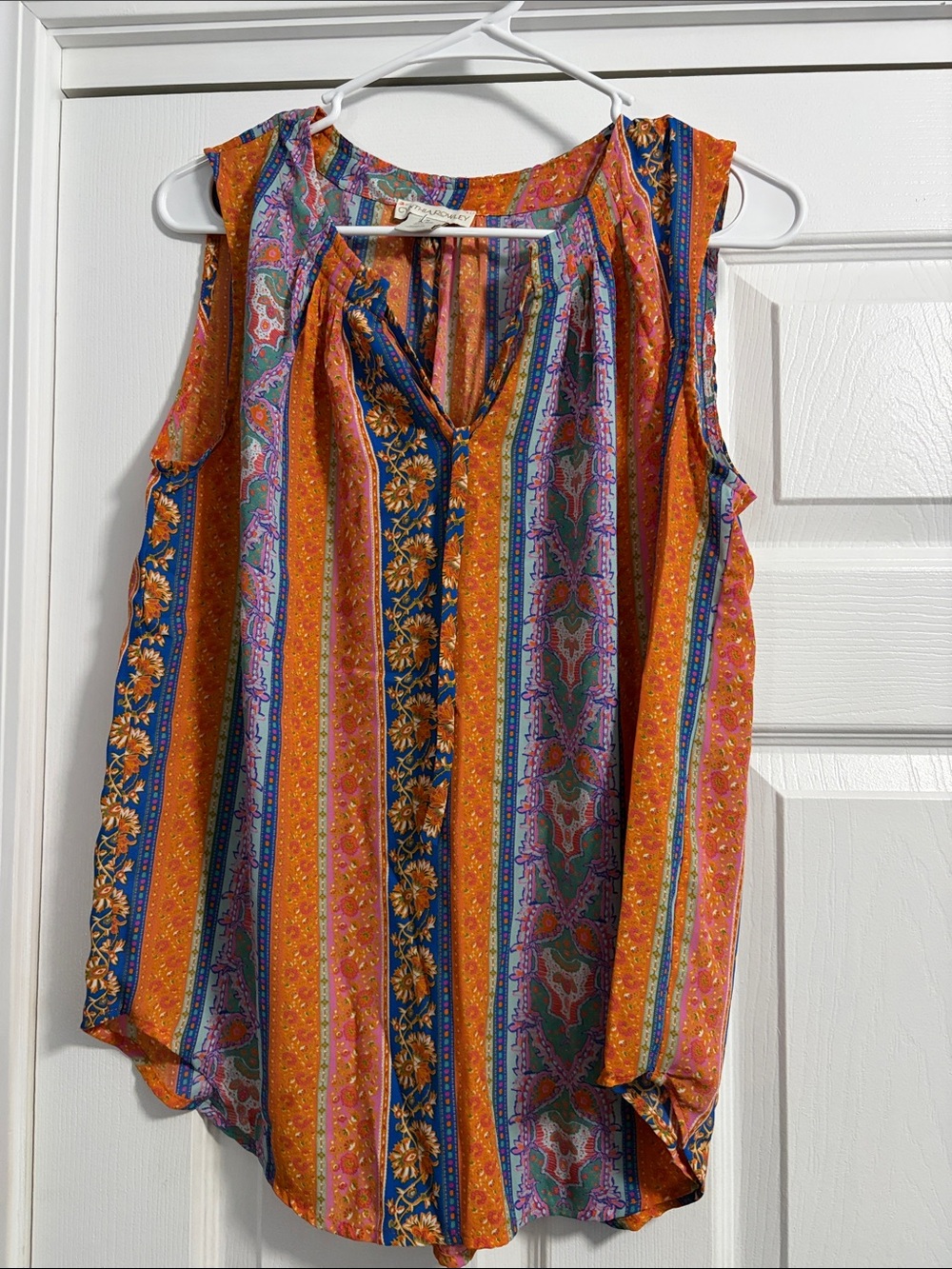 Cynthia Rowley Multicolor Striped Sleeveless V-Neck Blouse